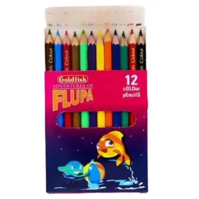 Gold Fish Flupa 12 Colour Half Size Pencils Set